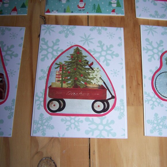 Handmade Set of 12 Vtg Transport Christmas Cards - Picture 12 of 13